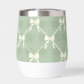 Coquette Bows Gingham Pattern Cream Sage Green  (Arrière)