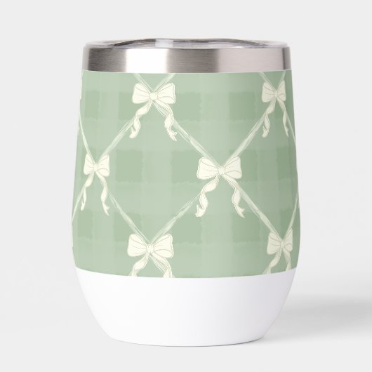 Coquette Bows Gingham Pattern Cream Sage Green (Arrière)