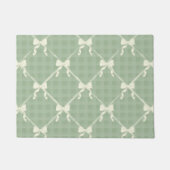 Coquette Bows Gingham Pattern Cream Sage Green Deurmat (Voorkant)