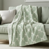 Coquette Bows Gingham Pattern Cream Sage Green Fleece Deken