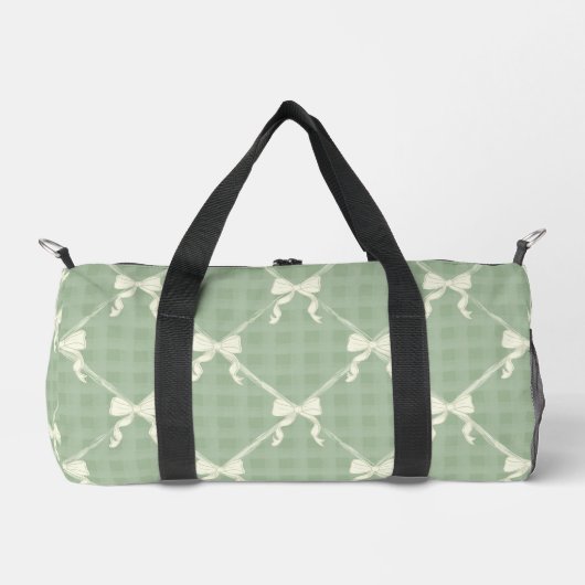 Coquette Bows Gingham Pattern Cream Sage Green  Plunjezak (Voorkant)