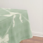 Coquette Bows Gingham Pattern Cream Sage Green Tafelkleed (Voorbeeld)