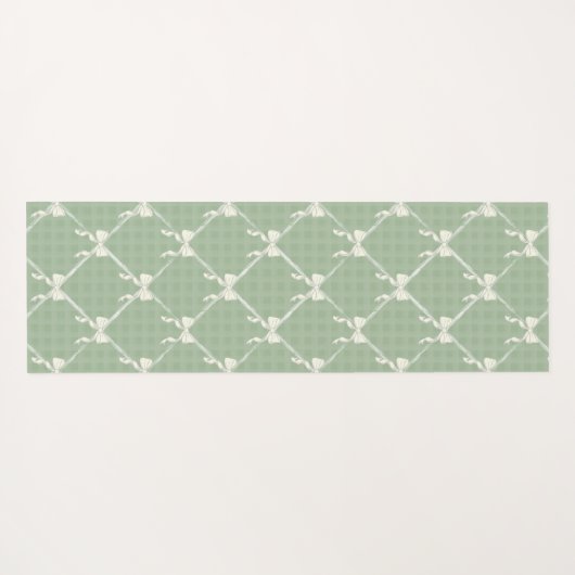 Coquette Bows Gingham Pattern Cream Sage Green Yogamat (Achterkant (horizontaal))