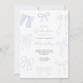 Coquette Bows Grey Graduation Party Invitation (Devant)