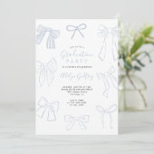 Coquette Bows Grey Graduation Party Invitation (Debout devant)