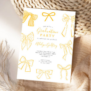 Coquette Bows Jaune Graduation Party Invitation