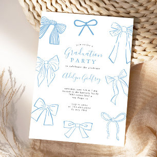 Coquette Bows Lichtblauw Graduation Party Kaart