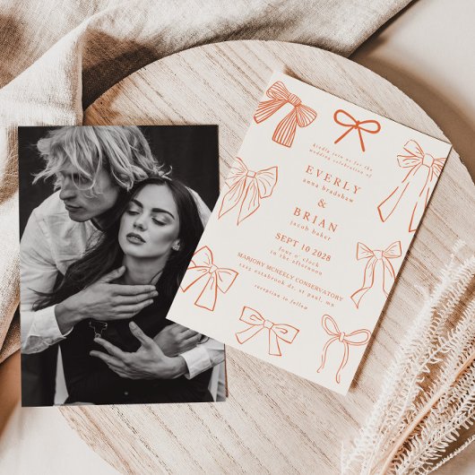 Coquette Bows Orange Faire-part de mariage