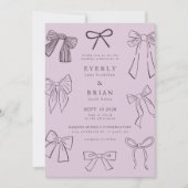 Coquette Bows Purple Faire-part de mariage (Devant)