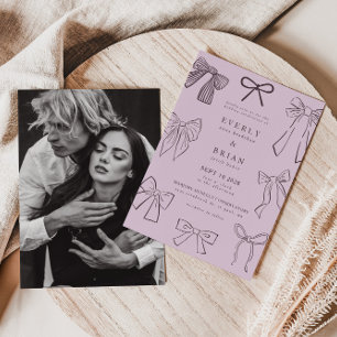 Coquette Bows Purple Faire-part de mariage