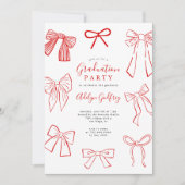 Coquette Bows Red Graduation Party Invitation (Devant)