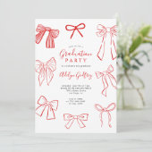 Coquette Bows Red Graduation Party Invitation (Debout devant)