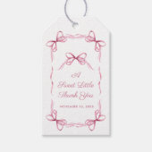  Coquette Bows Roze Baby Meisje Douche Cadeaulabel (Voorkant)