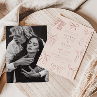 Coquette Bows Roze Huwelijksuitnodiging