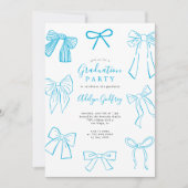 Coquette Bows Sky Blue Graduation Party Invitation (Devant)