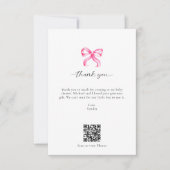 Coquette Bruiloftsfeest aangepaste QR-code met roz Bedankkaart (Voorkant)