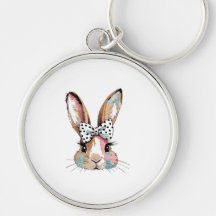 Coquette Bunny Bow Easter Sleutelhanger – Schattig