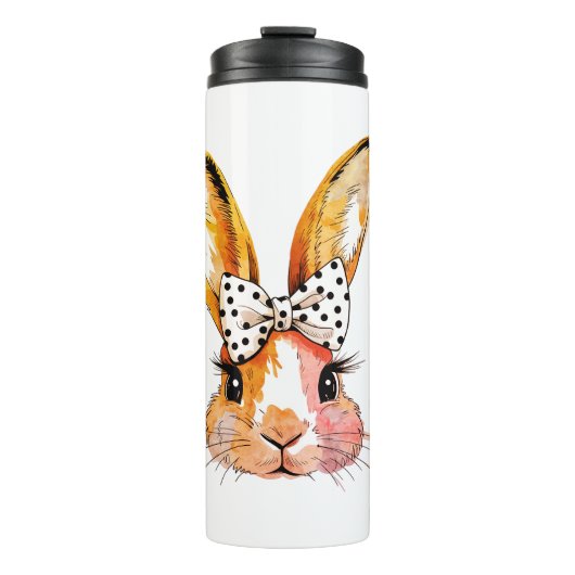 Coquette Bunny Bow Pasen Reizen Mokken & Thermal T Thermosbeker (Voorkant)