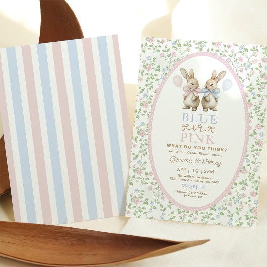 Coquette Bunny Konijn Blauw of Roze Geslacht Onthu Kaart