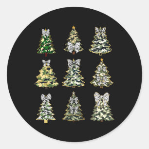 Coquette Camo Kerstboom Bow Camouflage Huntin Ronde Sticker
