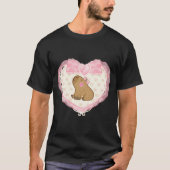 Coquette Capybara roze hart T-shirt (Voorkant)