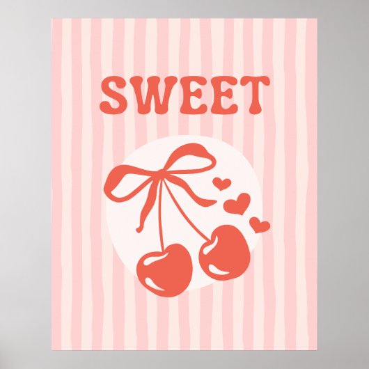 Coquette Cerise Sucrée Affiche Fille Rose Rayée (Devant)