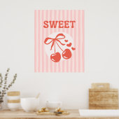 Coquette Cerise Sucrée Affiche Fille Rose Rayée (Cuisine)