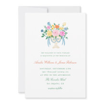 Coquette Charm Handgeschilderde Bloem Bruiloftsinv