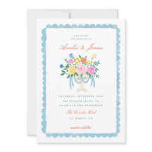 Coquette Charm Handgeschilderde Bloem Bruiloftsinv