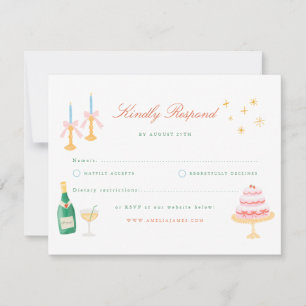 Coquette Charm Handgeschilderde Huwelijksreactie RSVP Kaartje