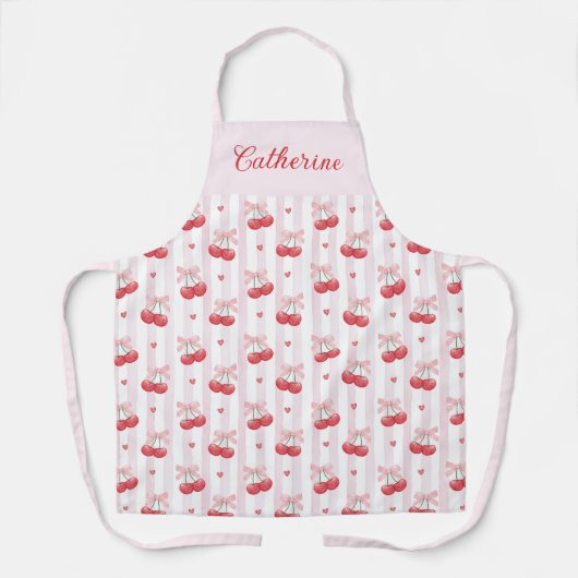 Coquette Cherry and Bows Striped Customizable Name Schort (Voorkant)