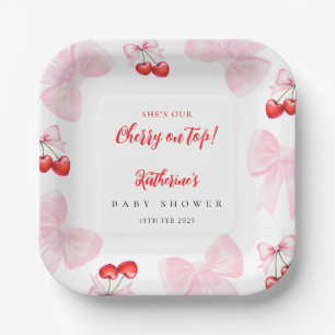 Coquette Cherry Baby shower Papieren Bordje