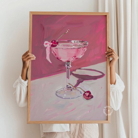 Coquette Cherry Cocktail Bar Winkelwagen Poster
