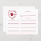 Coquette Cherry Crest Monogram Recept Kaart (Voorkant / Achterkant)