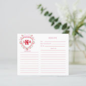 Coquette Cherry Crest Monogram Recept Kaart (Staand voorkant)