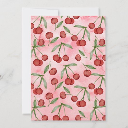Coquette Cherry Eerste Verjaardag Red Cherry Verja Kaart (Achterkant)