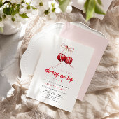 Coquette Cherry Girl Baby shower Invitation