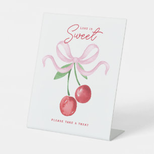 Coquette Cherry   Liefde is zoet Reclamebord Met Voetstuk