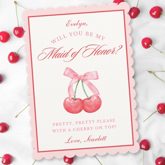 Coquette Cherry Maid of Honor Aangepaste Naam Voor Kaart