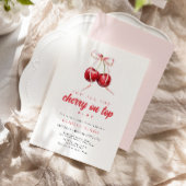 Coquette Cherry Meisje Baby shower Uitnodiging