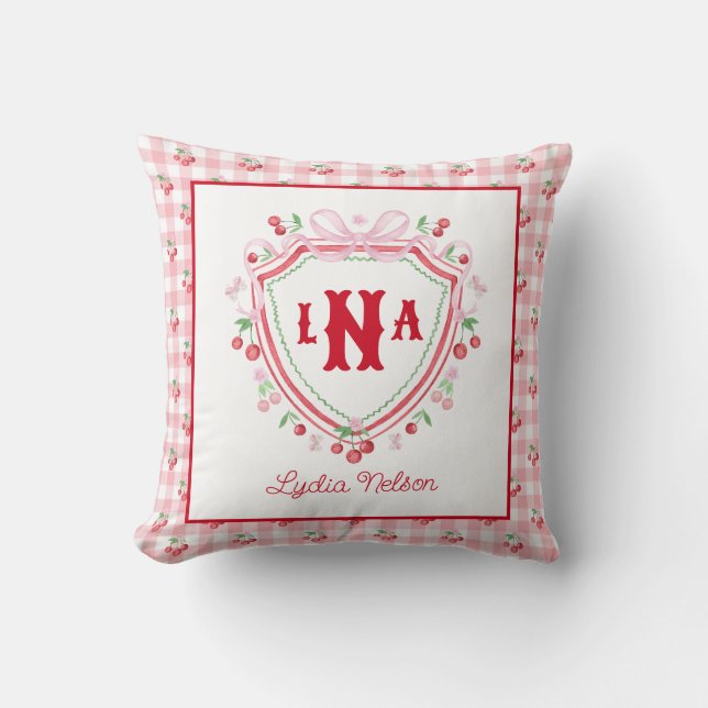 Coquette Cherry Monogam Kussen (Voorkant)
