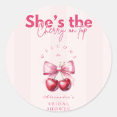 Coquette Cherry On Top Bruidsfeest Ronde Sticker (Voorkant)