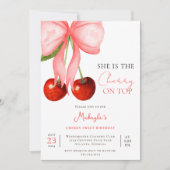 Coquette Cherry on Top Girl Birthday Invitation (Devant)