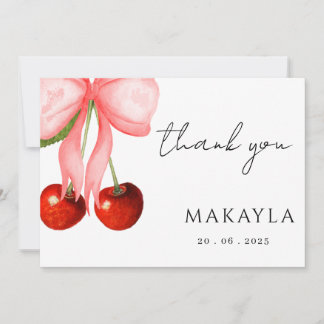 Coquette Cherry op Top Baby Girl Shower Bedankkaart