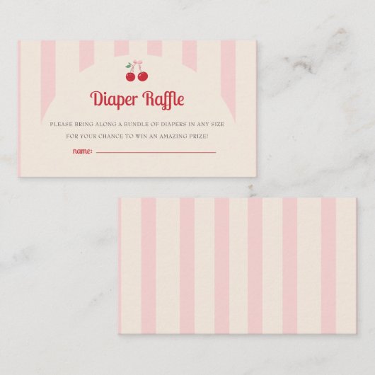 Coquette Cherry op Top Baby shower Luier Raffle Informatiekaartje (Voorkant / Achterkant)