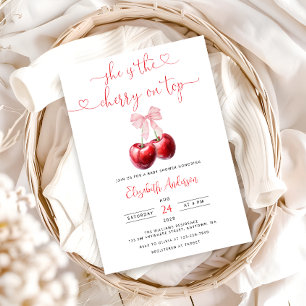 Coquette Cherry op Top Bow Baby shower Kaart