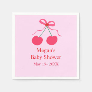 Coquette Cherry op Top Girl Baby shower Servet