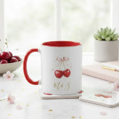 Coquette Cherry Pink Bow Mug Personalized Initials