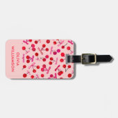 Coquette Cherry & Pink Bow patroon Bagagelabel (Voorkant horizontaal)