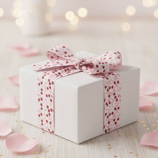 Coquette Cherry Pink Bow Satin Ribbon Cute  Lint